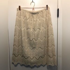 Wallpapher Ivory Lace Midi Skirt Size Medium